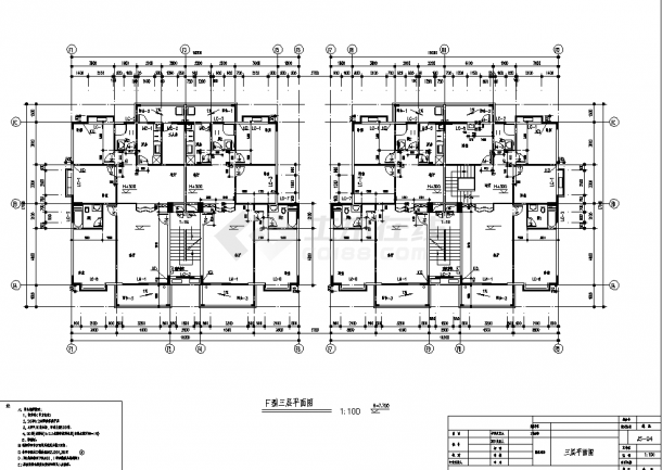 天津7层复式双子塔式商住楼建筑设计施工cad图纸-图一