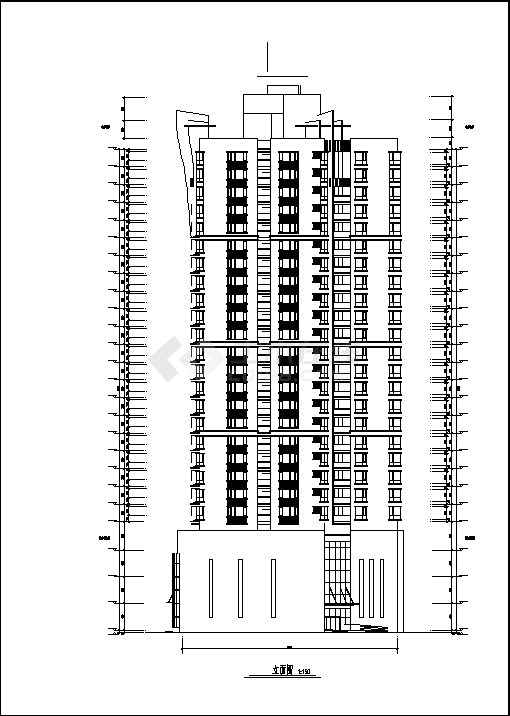 27层点式商住楼建筑设计施工cad图纸，含地下二层-图一