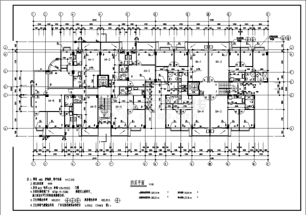 南京5434平方米9层商住楼建筑设计施工cad图纸-图二