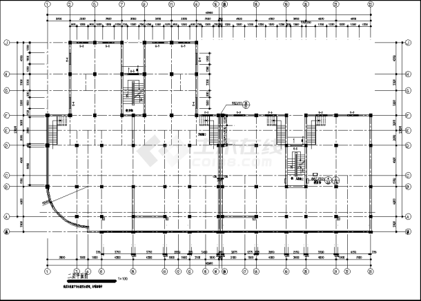6层L型4254平米砖混结构商住楼建筑设计施工cad图纸-图一