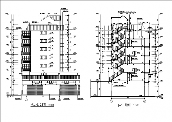 7层3073平方米商住楼建筑设计施工cad图纸_图1