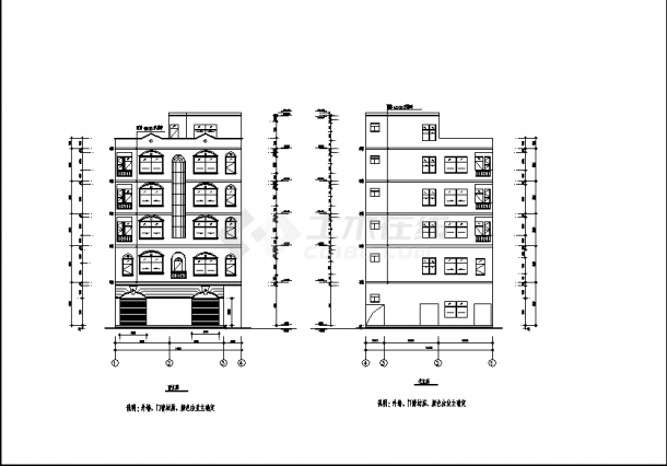武汉6层简单私人商住楼建筑设计施工cad图纸-图一