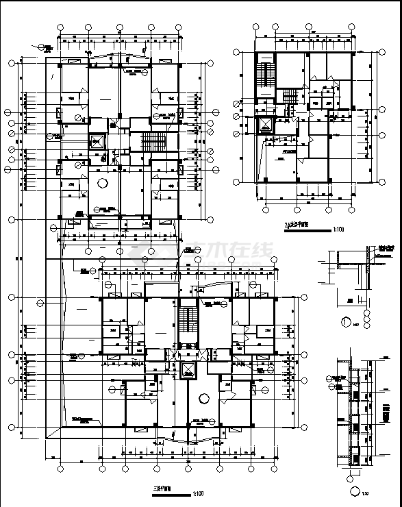 11357平米12层中心区商住楼建筑设计施工cad图纸-图一
