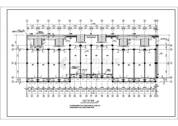 某三层带地下层框架结构商场设计cad全套建筑施工图-图二