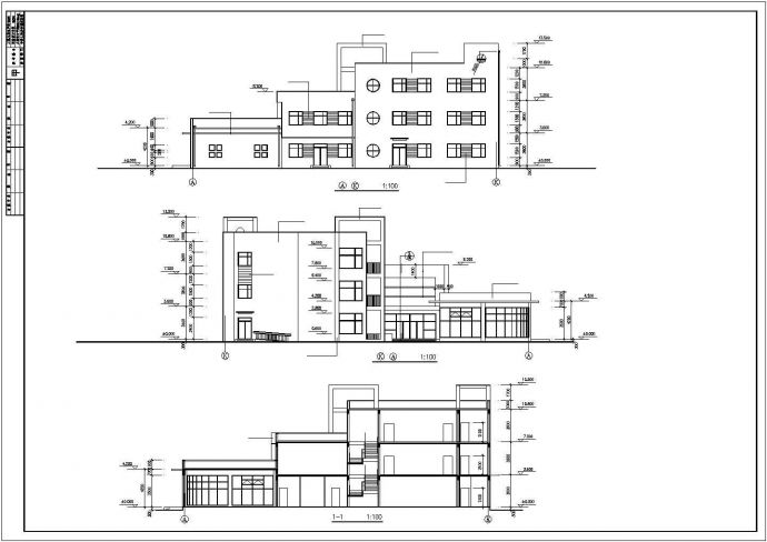 某三层幼儿园建筑施工CAD设计图纸_图1