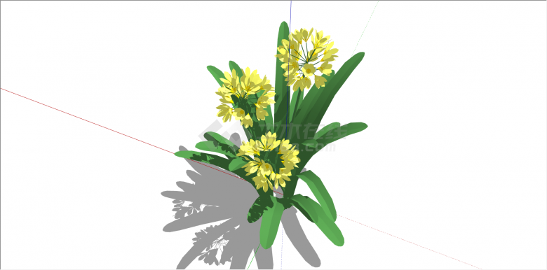 黄色花卉灌木植物su模型-图二