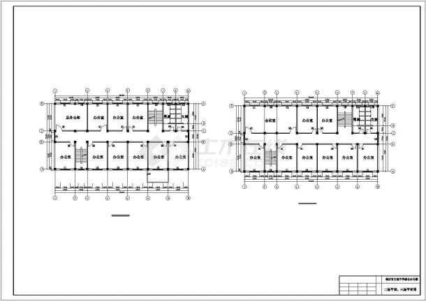 办公楼设计_重庆某高校2400平米5层综合办公楼建筑设计CAD图纸-图一