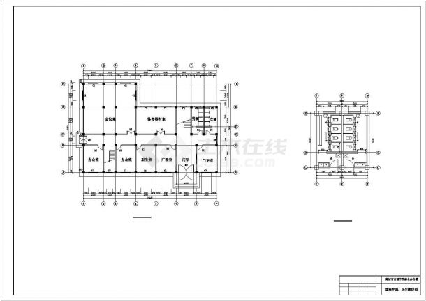 办公楼设计_重庆某高校2400平米5层综合办公楼建筑设计CAD图纸-图二