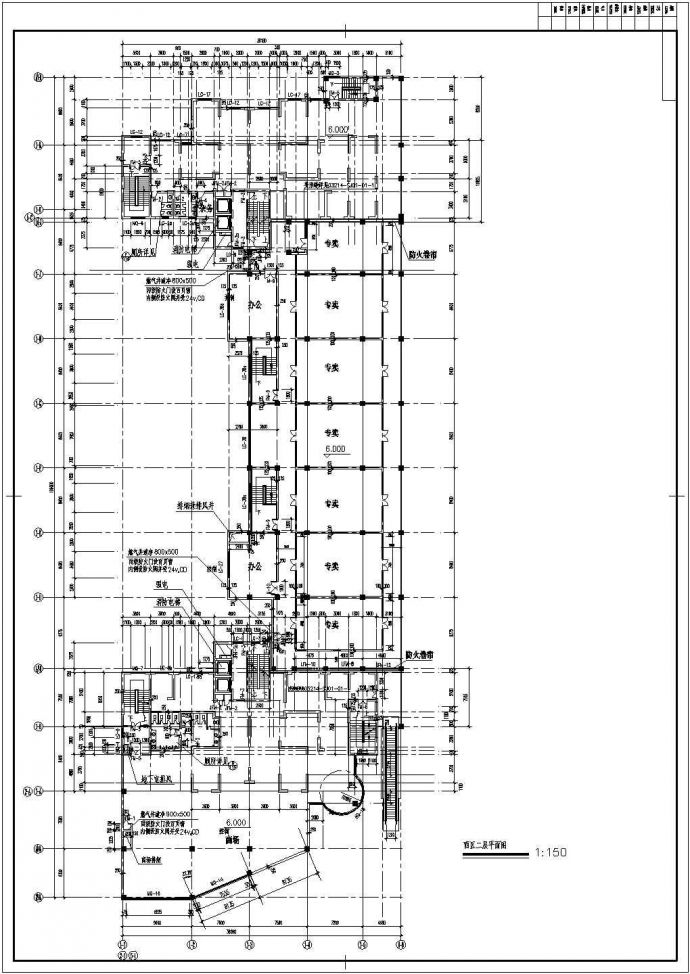 某多层大型商场设计cad平面方案图纸_图1