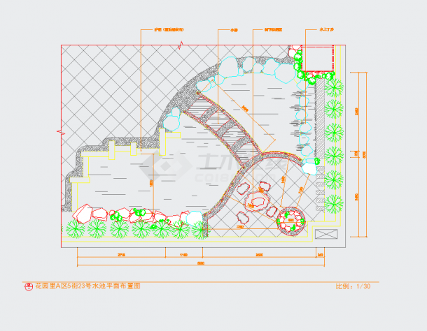 某地某别墅庭院景观设计平面图CAD图纸-图二