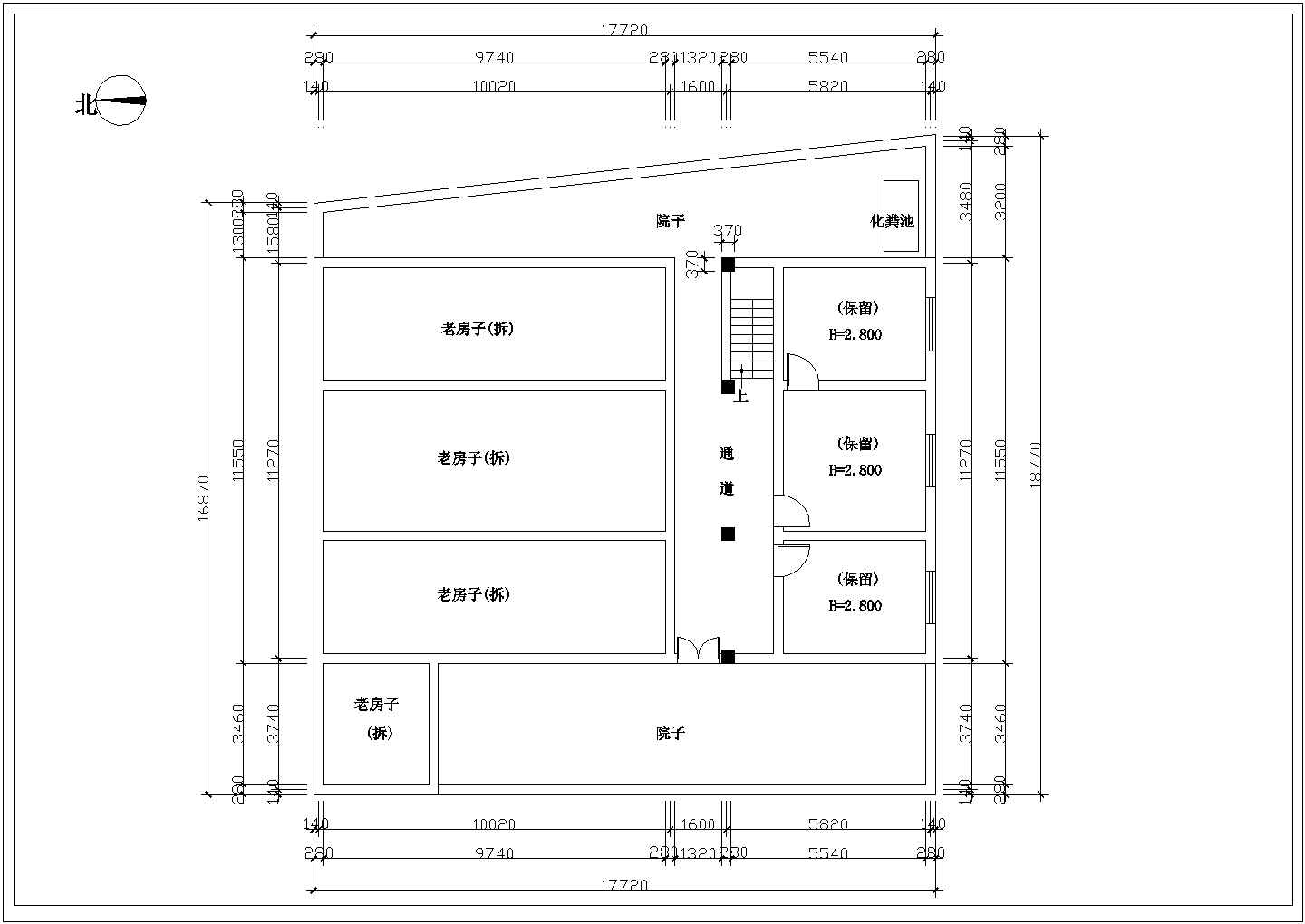 农村住宅旧房改造建筑施工CAD图