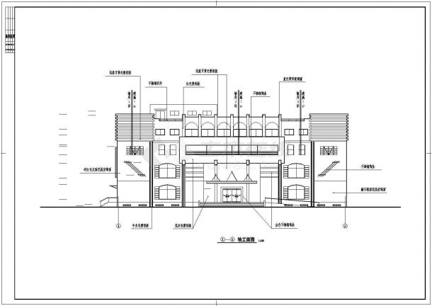 某现代住宅小区四层框架结构超市设计cad全套建筑施工图（含设计说明）-图二