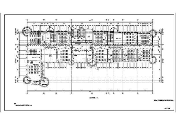 某小学教学楼平面设计cad施工图纸-图二