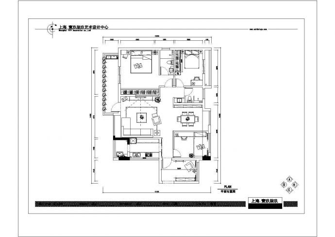 3室2厅2卫 （美式风格）某私人住宅室内装修全套cad图纸设计_图1