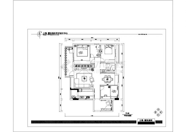 3室2厅2卫 （美式风格）某私人住宅室内装修全套cad图纸设计-图二