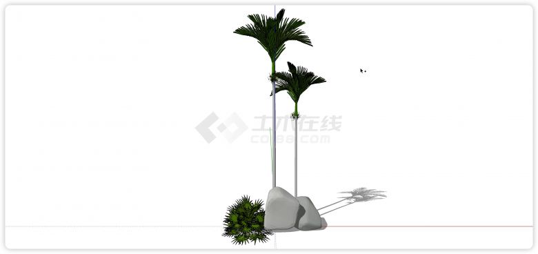 高矮组合鱼尾葵热带树su模型-图一