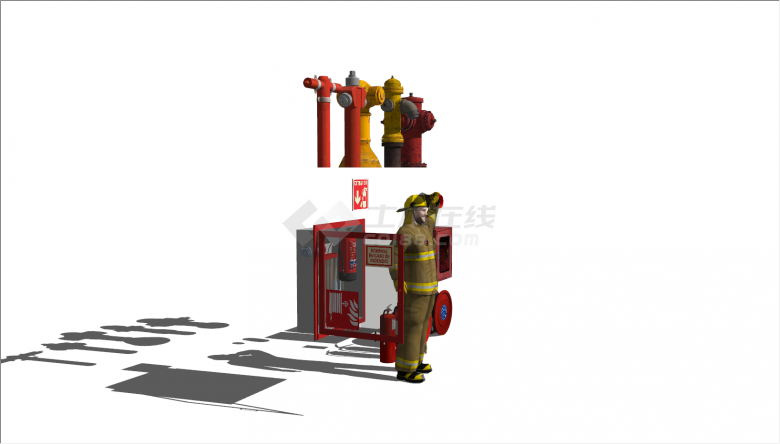 各种消防器材与消防员su模型-图二
