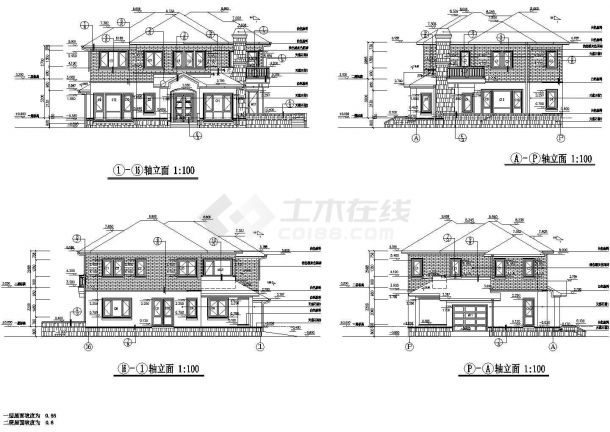 某市区经典别墅建筑设计CAD施工图-图二