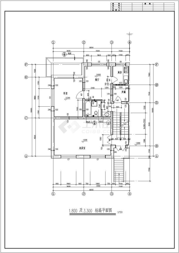 某市欧式错层别墅建筑设计CAD施工图-图一