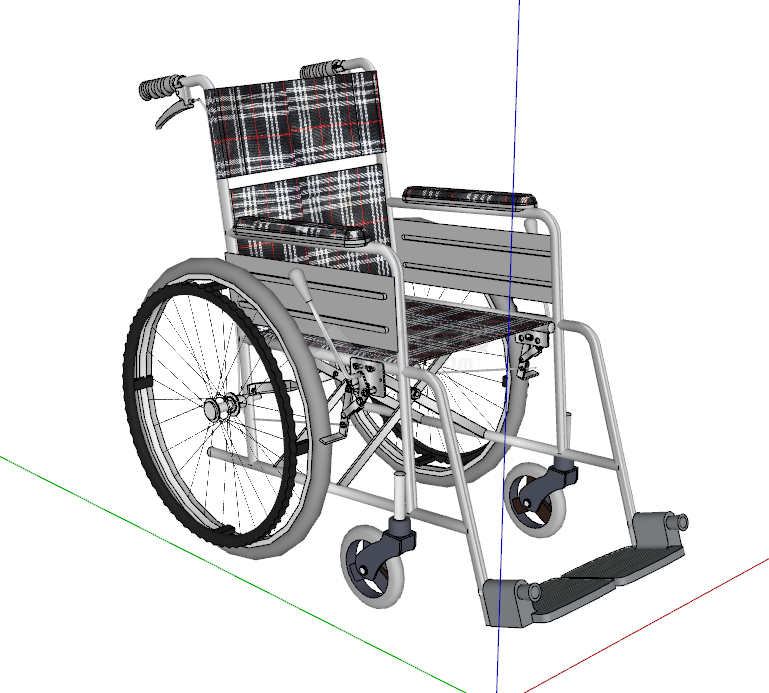 现代可调节坚固轻巧轮椅su模型-图一