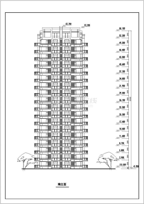 浙江某开发区高层住宅楼全套建筑设计cad图纸(含标准层平面图)-图二