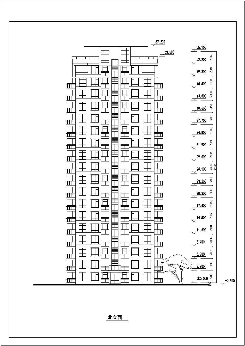 浙江某开发区高层住宅楼全套建筑设计cad图纸(含标准层平面图)