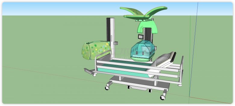 绿色婴儿箱子医疗器械su模型-图二