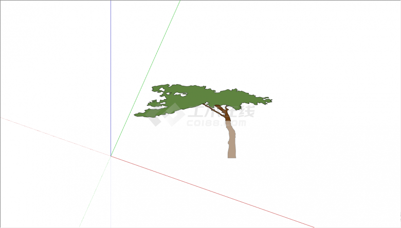 棕色的树干绿色的树冠su模型-图二