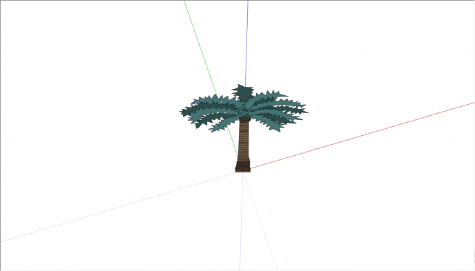 一颗棕色树干绿色树冠的椰子树su模型_图1