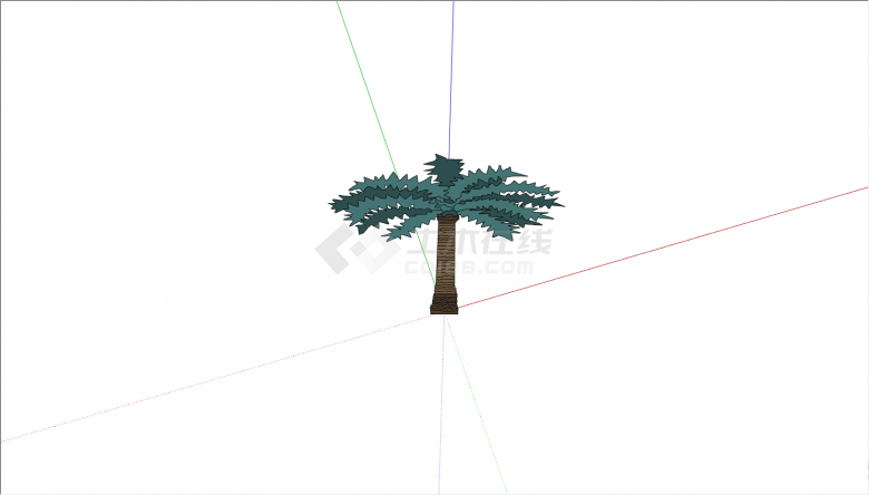 一颗棕色树干绿色树冠的椰子树su模型-图一