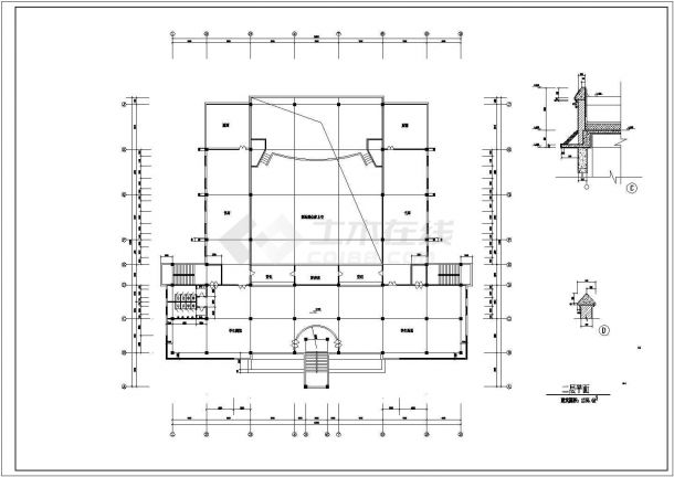 某学校艺术中心全套建筑cad施工图-图二