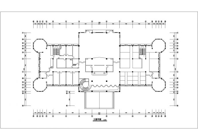 某三层欧式对称酒店建筑设计方案图图纸_图1