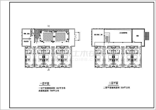 某中式仿古园林酒店建筑详细设计施工方案CAD图纸-图一