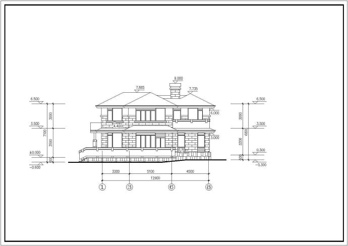 某中式古典民用别墅建筑详细设计施工方案CAD图纸_图1