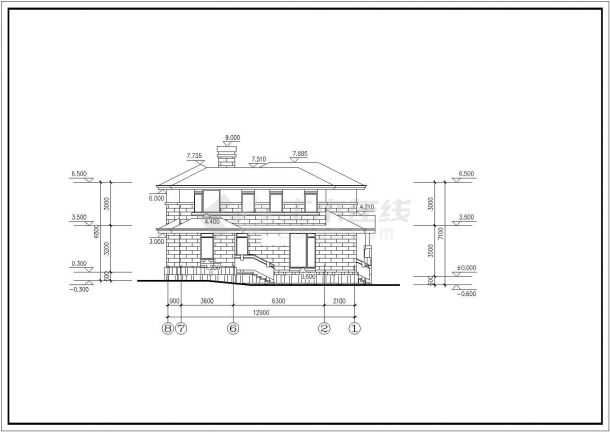 某中式古典民用别墅建筑详细设计施工方案CAD图纸-图二