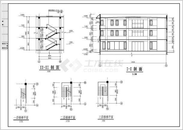 某西安古建营业厅建筑详细设计施工方案CAD图纸-图二