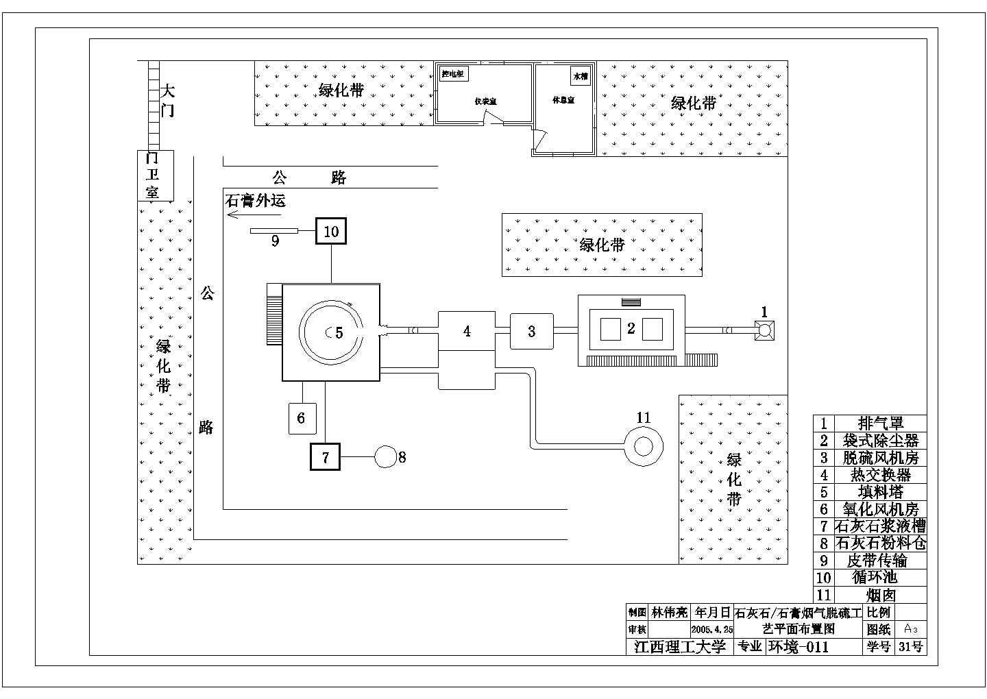 某脱硫CAD构造平面布置图