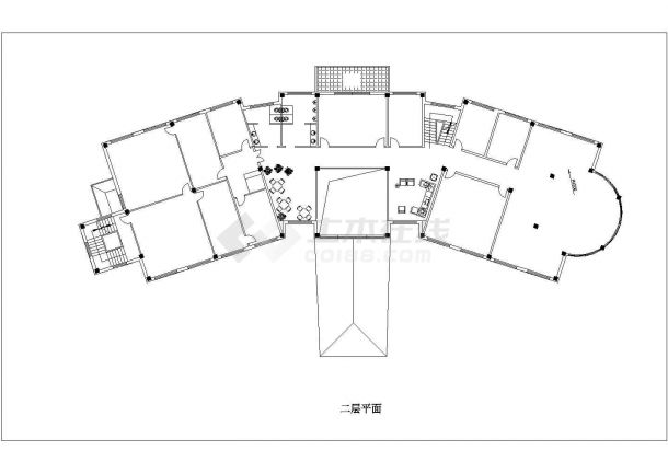 绿谷名都豪华会所（地上三层，建筑面积1975㎡）设计cad全套建施图（含高清效果图）-图二