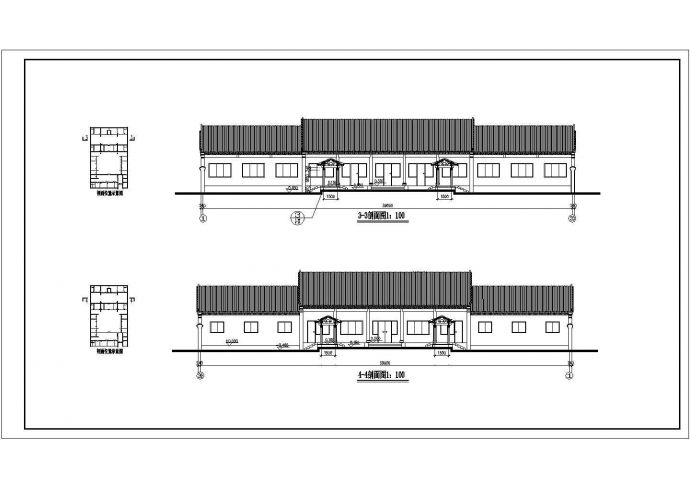 某中式古典四合院建筑详细施工设计方案CAD图纸_图1