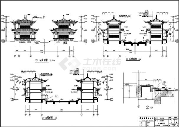 某中国古典古风建筑改造详细施工设计方案CAD图纸-图二