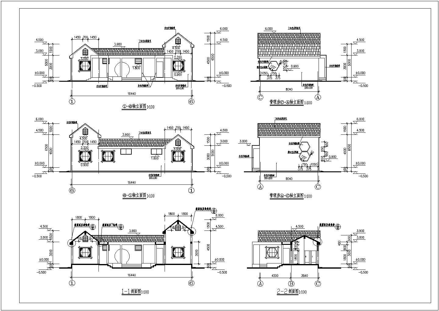 某中国古典亭、廊建筑详细施工设计方案CAD图纸