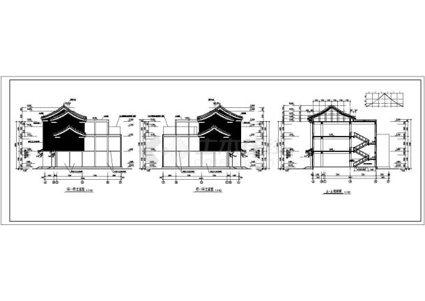 某中国古典建筑全套详细施工设计方案CAD图纸-图一