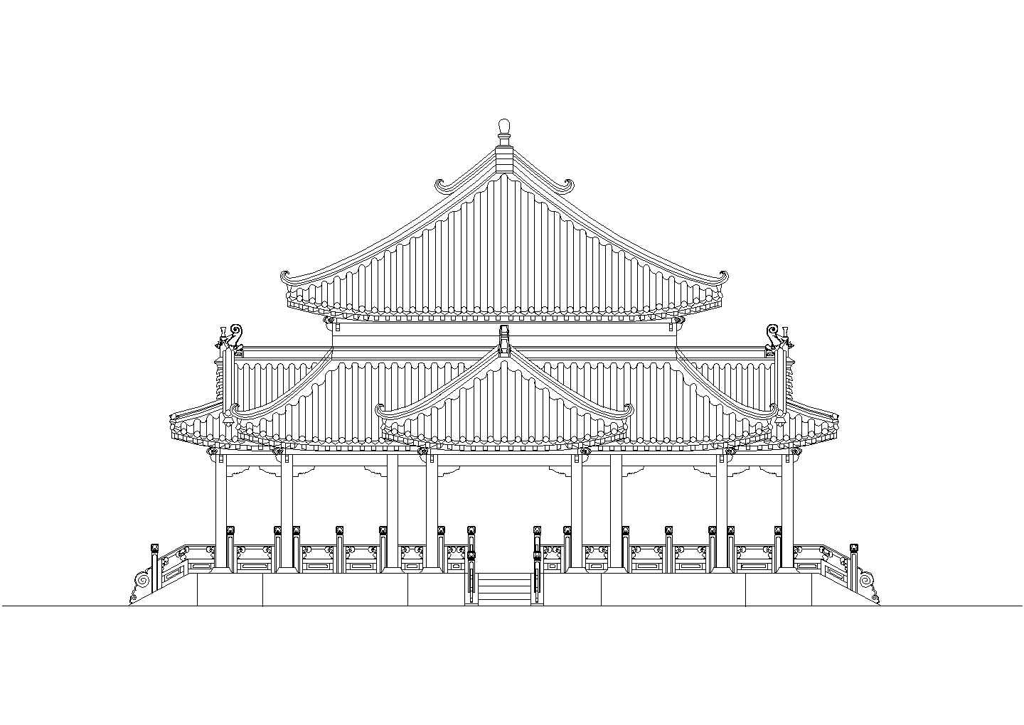 某经典重檐亭建筑详细施工设计方案CAD图纸