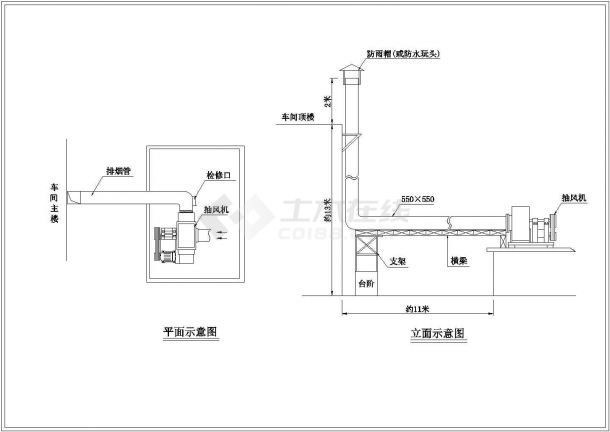 某柴油溶铝炉废气处理工程设备CAD安装图-图二