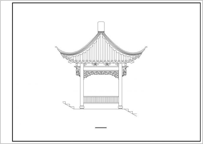 某经典公园亭廊建筑详细施工设计方案CAD图纸_图1