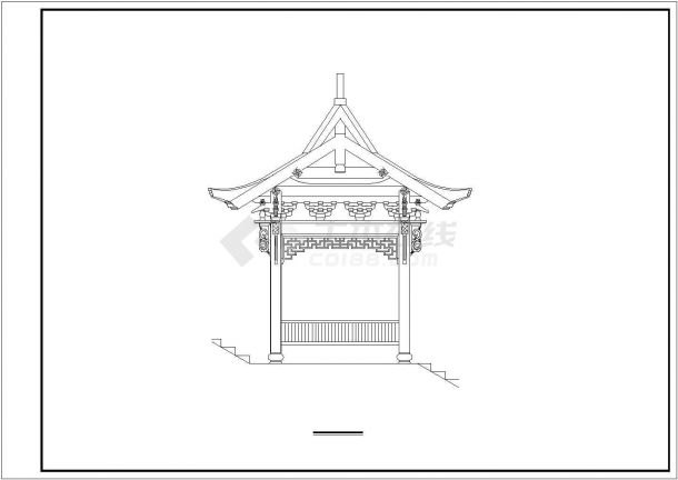 某经典公园亭廊建筑详细施工设计方案CAD图纸-图二