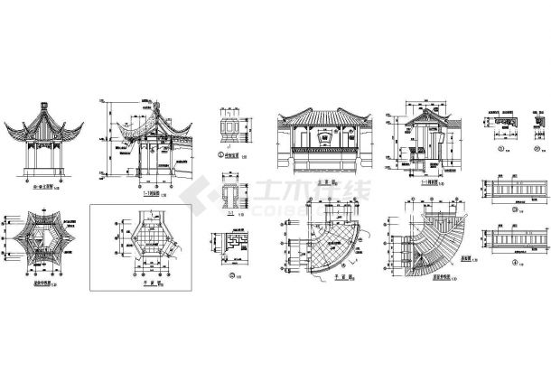某经典苏式亭阁建筑详细施工设计方案CAD图纸-图二