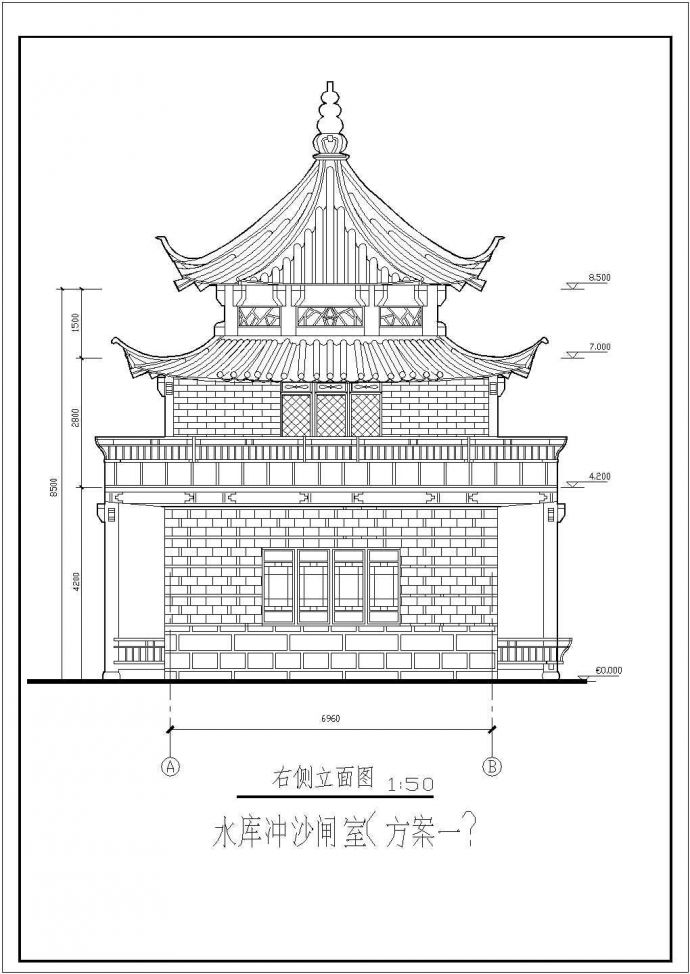 某经典仿清式古建景观亭建筑详细施工设计方案CAD图纸_图1