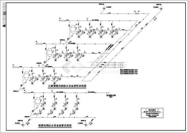 【杭州】某小区多层裙楼生活泵房全套施工设计cad图纸-图一