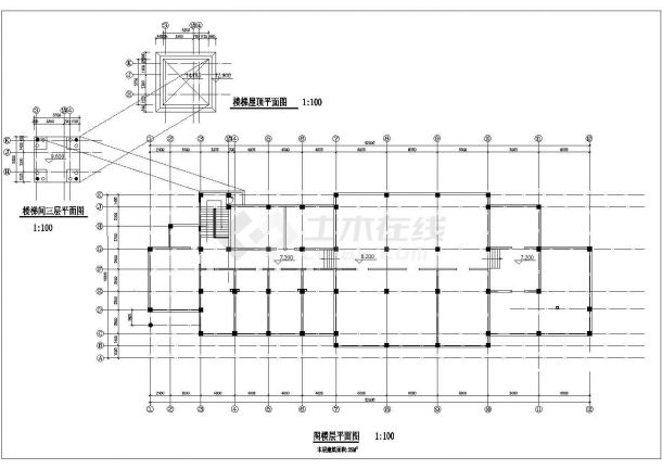 某1627平米 2+1阁楼层小区公建会所建筑施工cad图纸（55.5米乘以24.3米）-图一